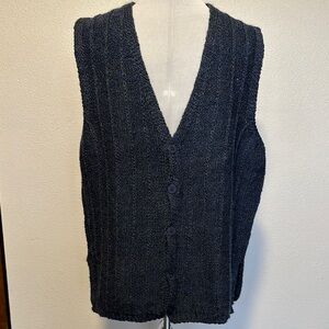 Kilkenny 100% New Wool Navy Blue Knit Button-Up Vest